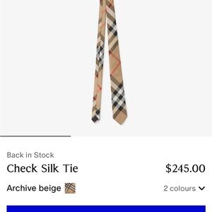 Burberry Check Silk Tie - Beige and Black